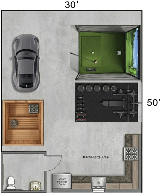 Luxury 30x48 garage suite layout example